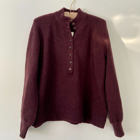 NWT Madewell Pembury Henley Mockneck Heathered Burgundy Sweater - Picture 6 of 13